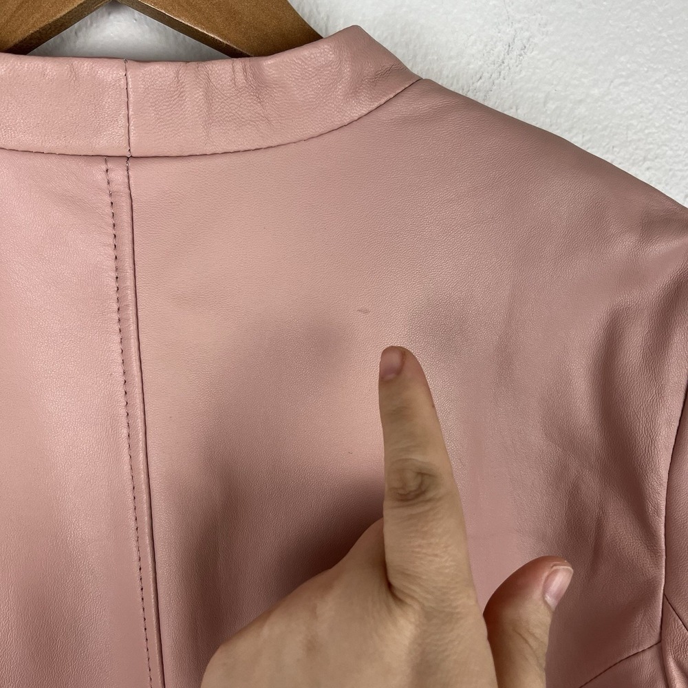 Bagatelle Women's Petite 14 Light Pink Leather Zip Jacket - Picture 16 of 16